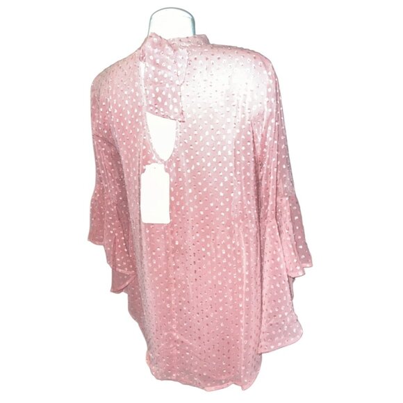 Band of the Free NWT Open Bow Back Swiss Dots Long Sleeve Boho Blouse Sz M Pink - Picture 10 of 11
